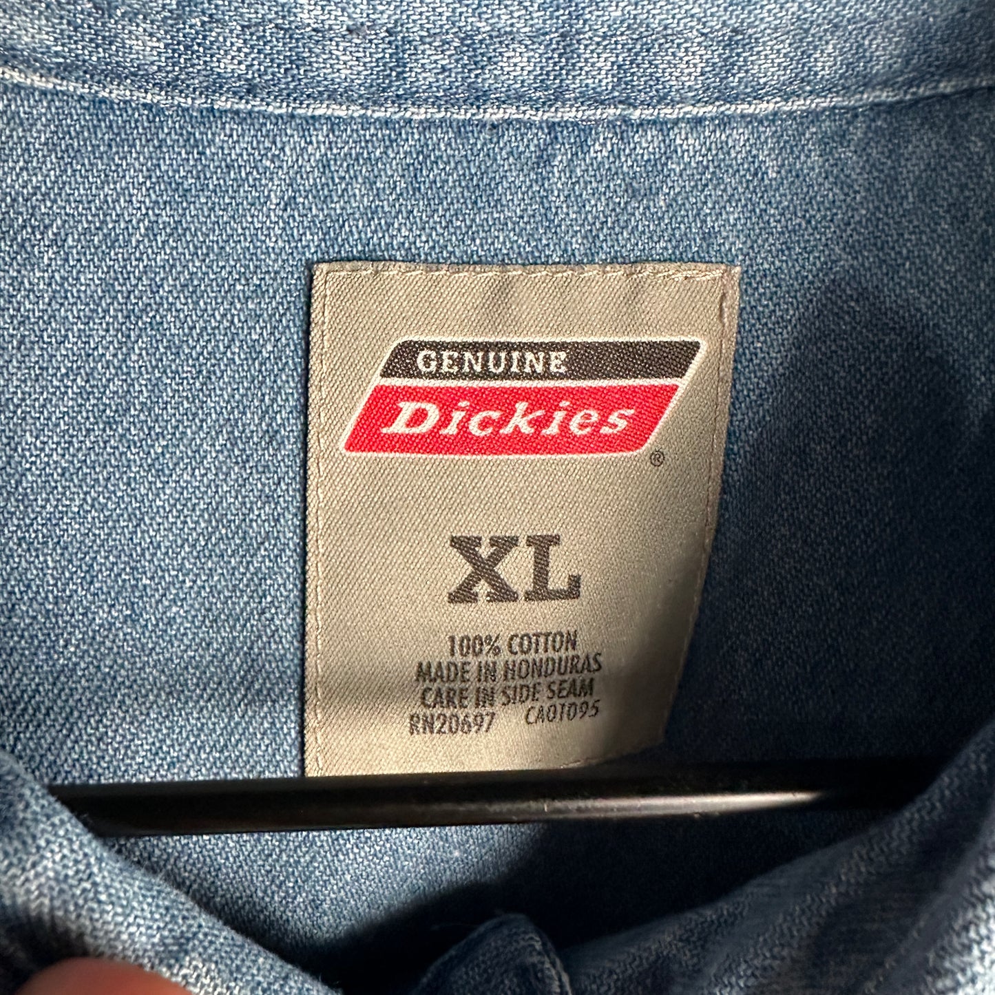 Camisa De Botones Dickies De Hombre Talla XL Color Azul Mezclilla Manga Corta Mecanico Workwear Lisa