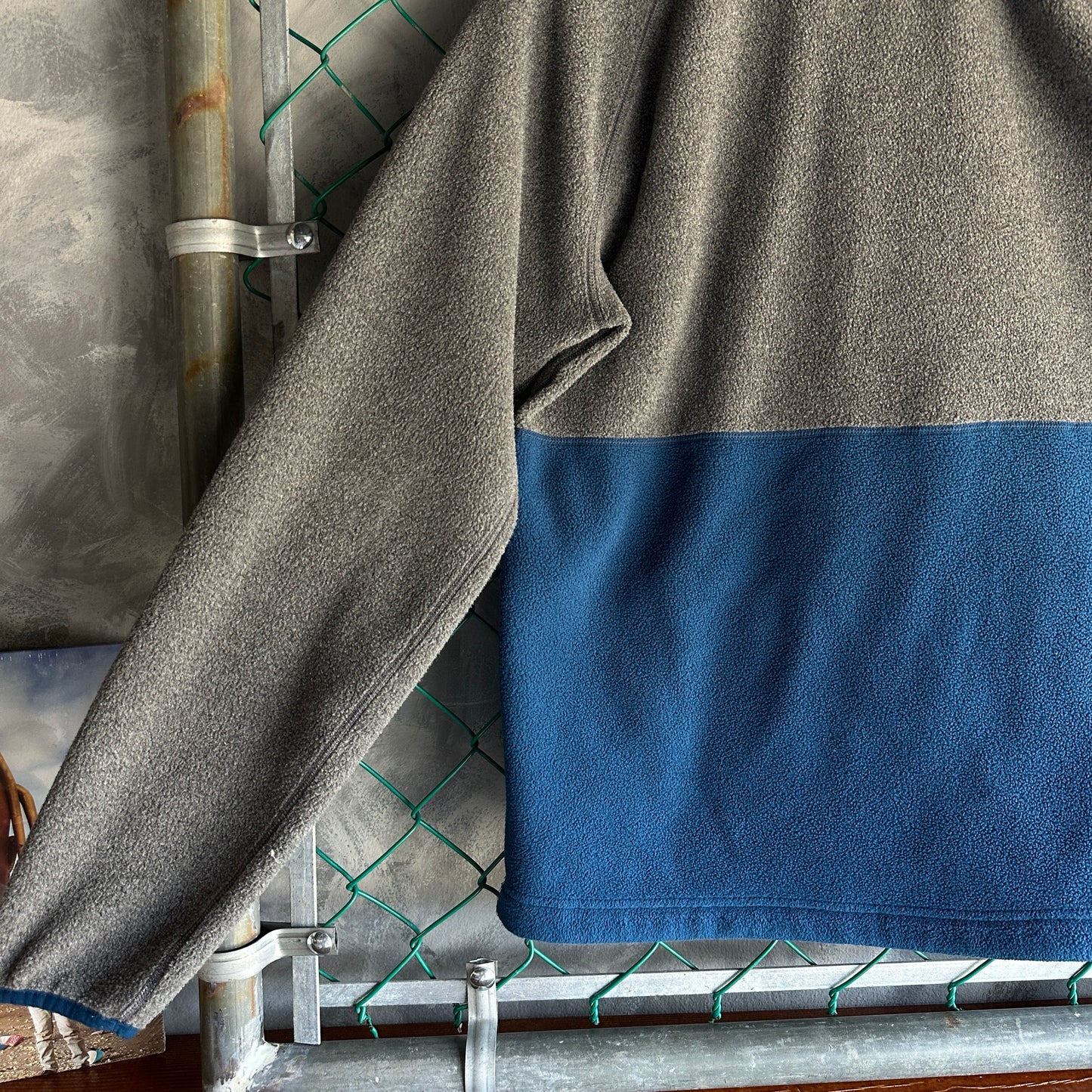 Sueter LL bean De Hombre Talla M Alto Color Gris Azul 1/4 Zip Alpinismo Senderismo