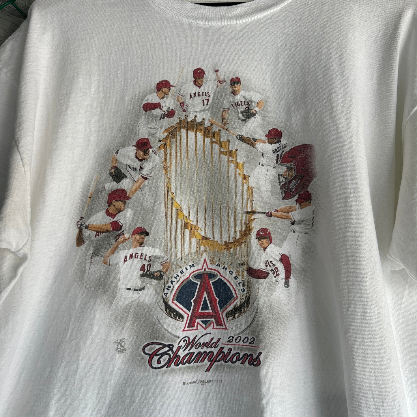Camisa Vintage Angels Anaheim De Hombre Talla XL Color Blanco Champions 2002