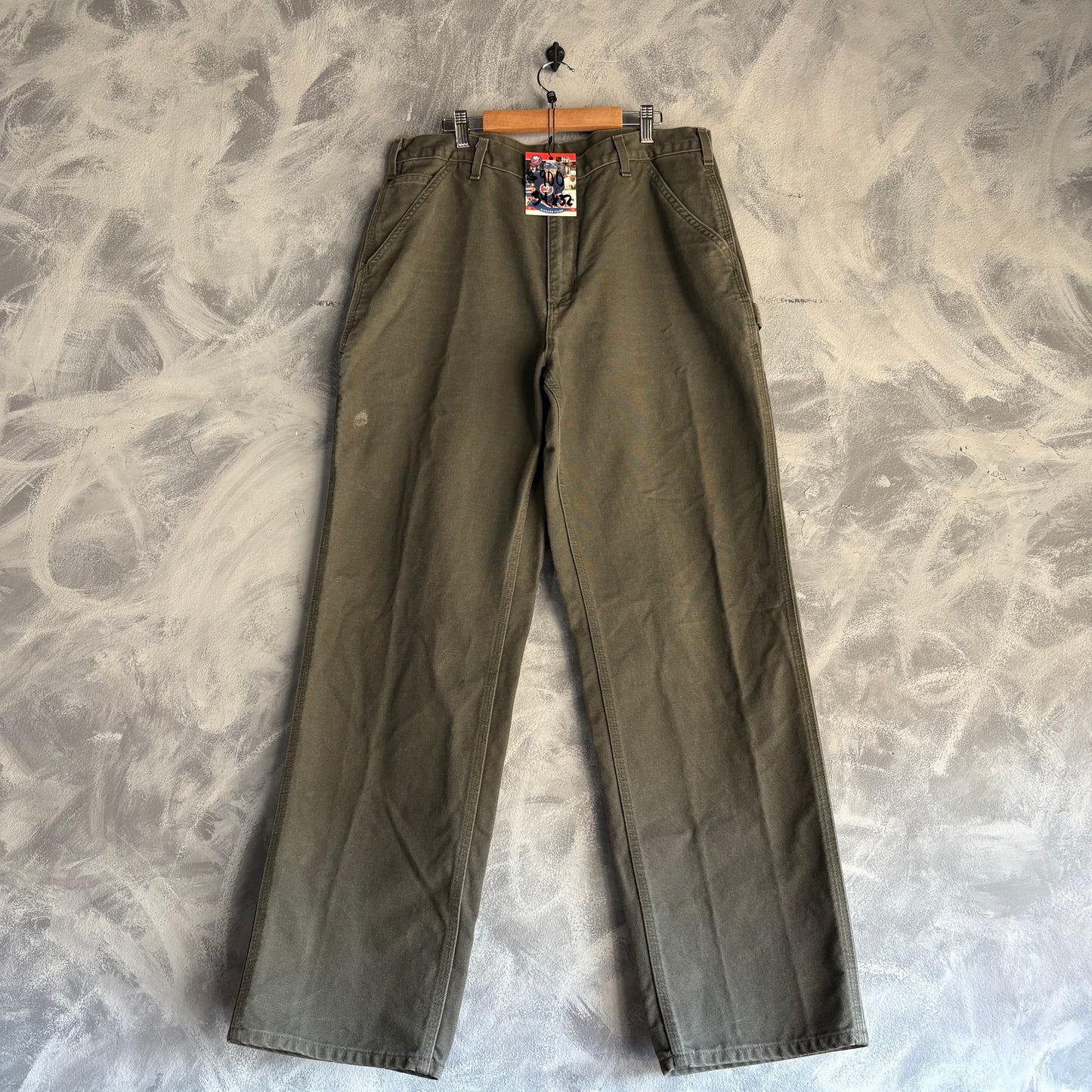 Pantalon Vintage Carhartt Hombre 34x32 Verde Olivo Carpintero