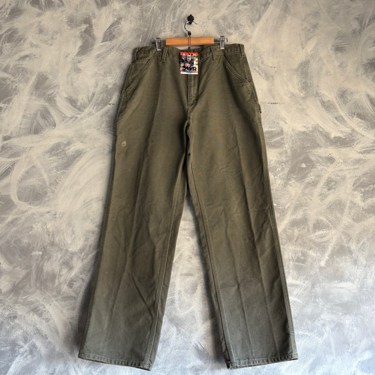 Pantalon Vintage Carhartt Hombre 34x32 Verde Olivo Carpintero