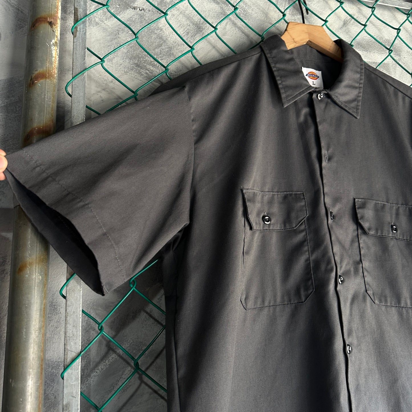 Camisa De Botones Dickies De Hombre Talla L Color Gris Manga Corta Mecanico Workwear Lisa