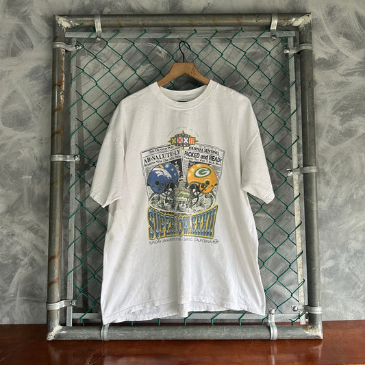 Camisa Vintage Del Super Bowl Green Bay Packers Denver Broncos De Hombre Talla XL Color Blanco