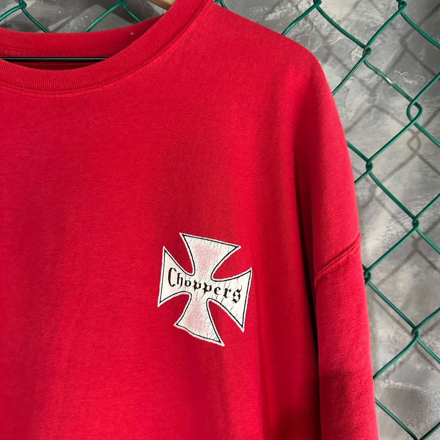 Camisa Vintage West Coast Choppers De Hombre Talla 2XL Color Rojo Corte Boxy Cruz Biker
