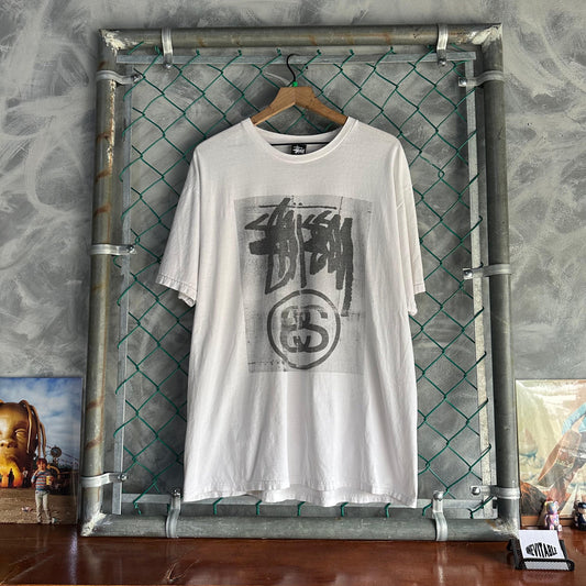 Camisa Stussy De Hombre Talla XL Color Blanco Manga Corta Big Logo