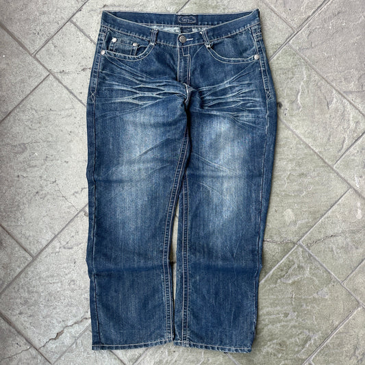 Pantalones Bayy De Hombre Talla 38x30 Color Azul Y2K Desvanecido