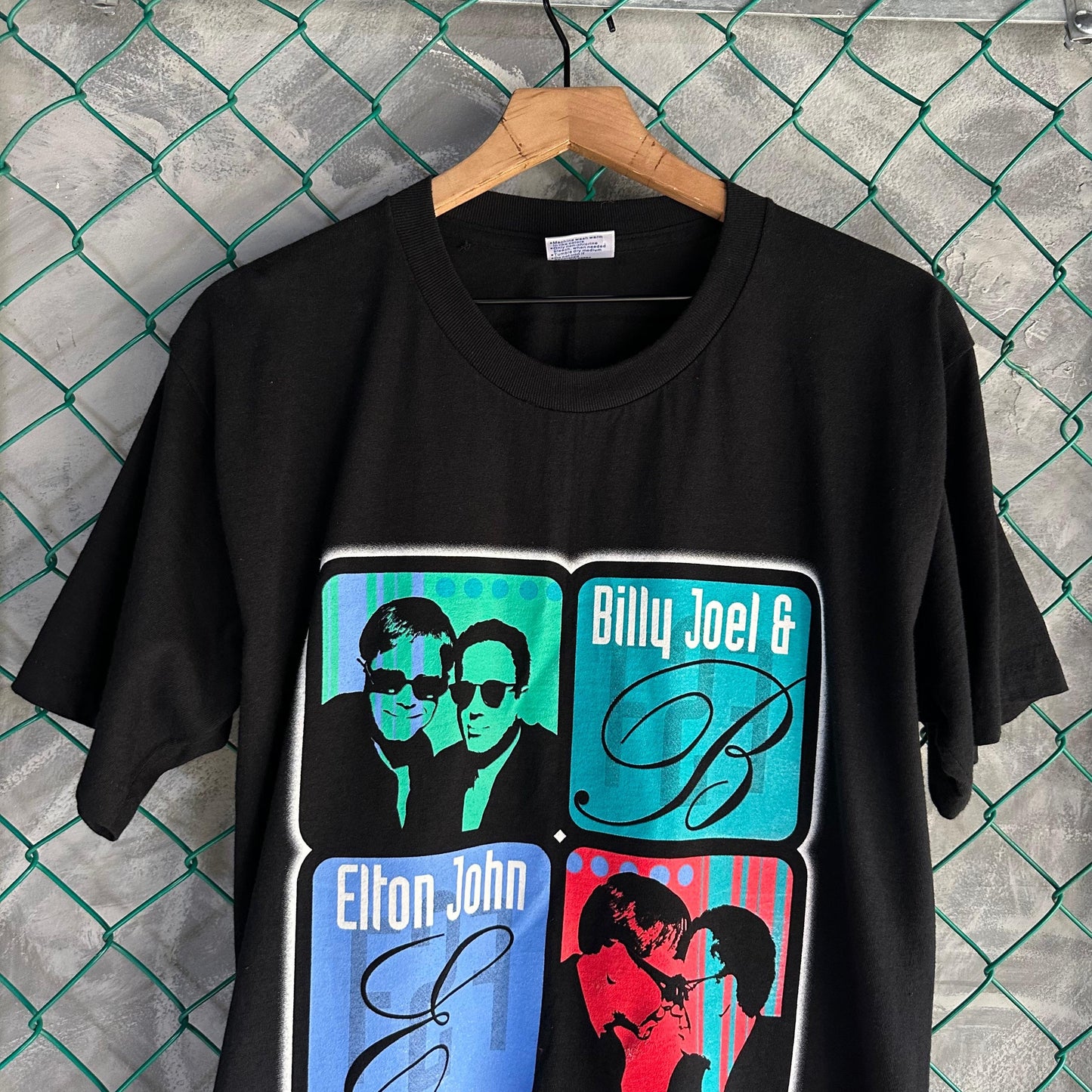Camisa Vintage de Billy Joel Y Elton John De Hombre Talla M Color Negro Tel Gruesa De Tour Merch