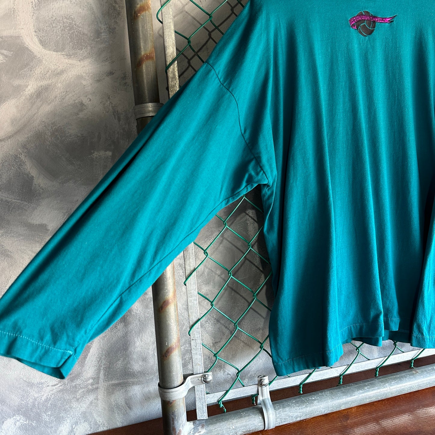 Camisa Vintage Reebok De Hombre Talla Xl Color Verde Azulado Cuello Alto Manga Larga Tela Pesada