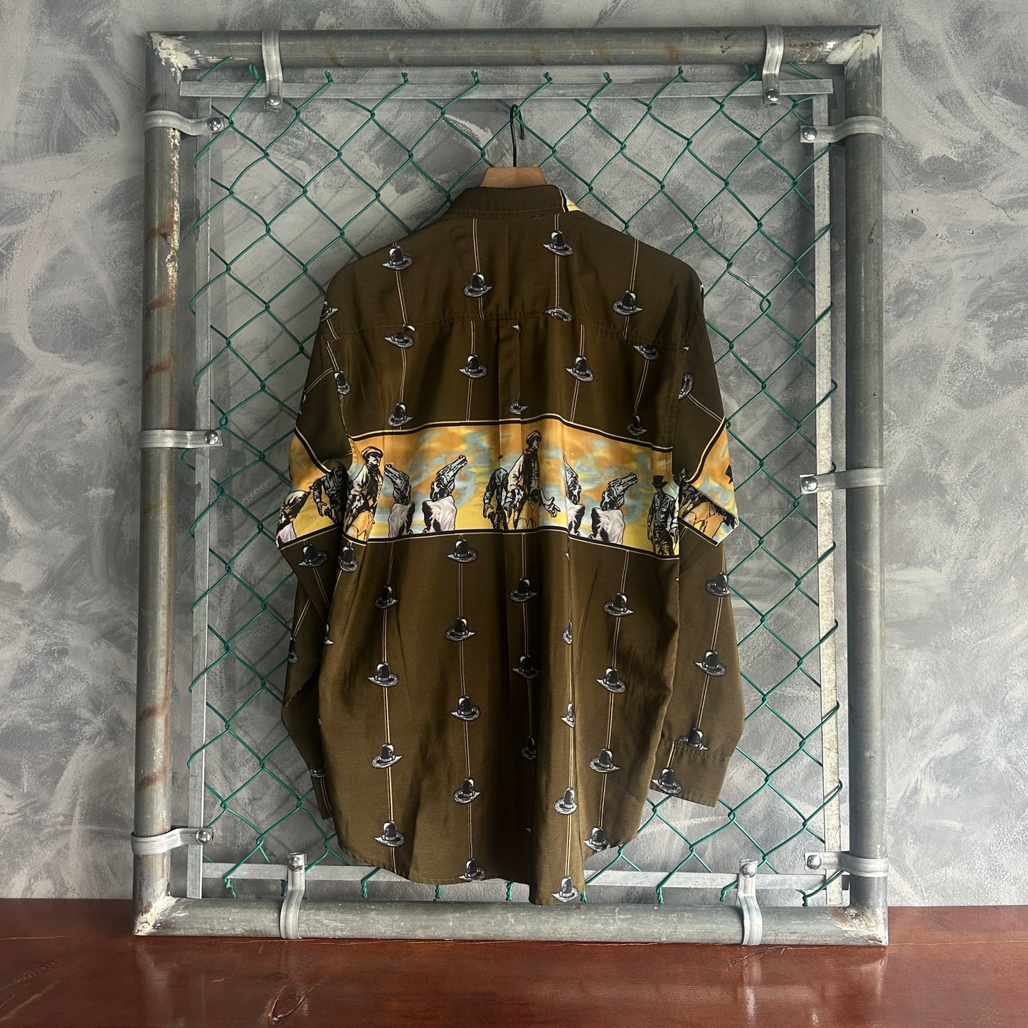 Camisa De Botones Vaquera De Hombre Talla L Color Cafe Sombrero Azteca