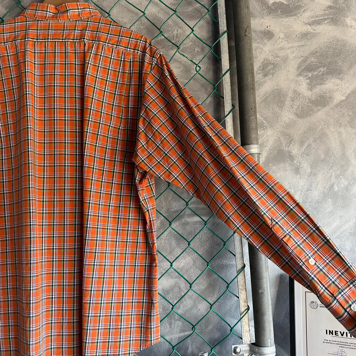 Camisa De Botones Polo Ralph Lauren De Hombre Talla Xl Color Naranja De Cuadros Prenda De Vestir