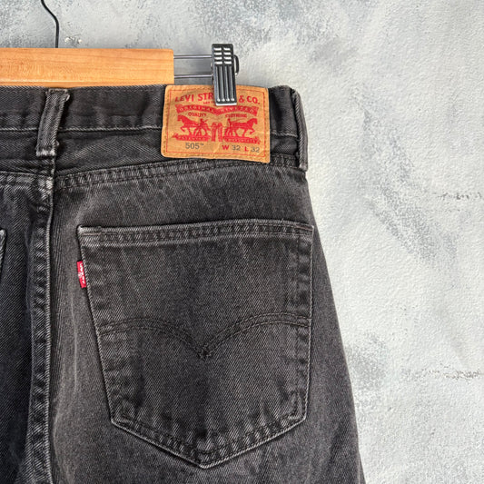 Pantalón Vintage Levi’s 505 Para Hombre Talla 32x32 Color Negro Deslavado de Mezclilla
