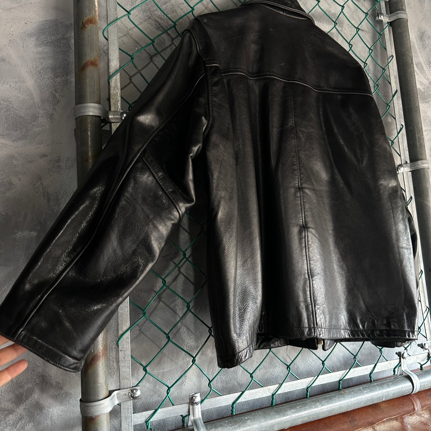 Chamarra Vintage Black Horse Company De Hombre Talla L Color Negro De Cuero Piel Genuina Gruesa
