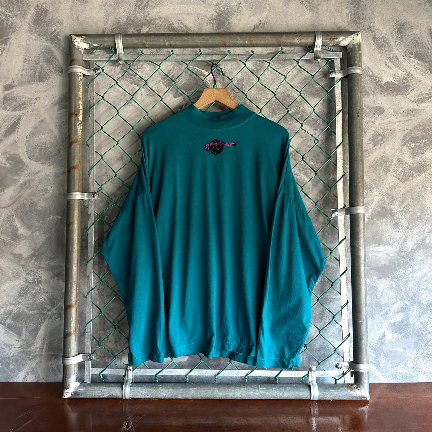 Camisa Vintage Reebok De Hombre Talla Xl Color Verde Azulado Cuello Alto Manga Larga Tela Pesada