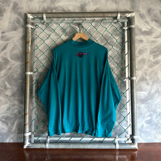 Camisa Vintage Reebok De Hombre Talla Xl Color Verde Azulado Cuello Alto Manga Larga Tela Pesada