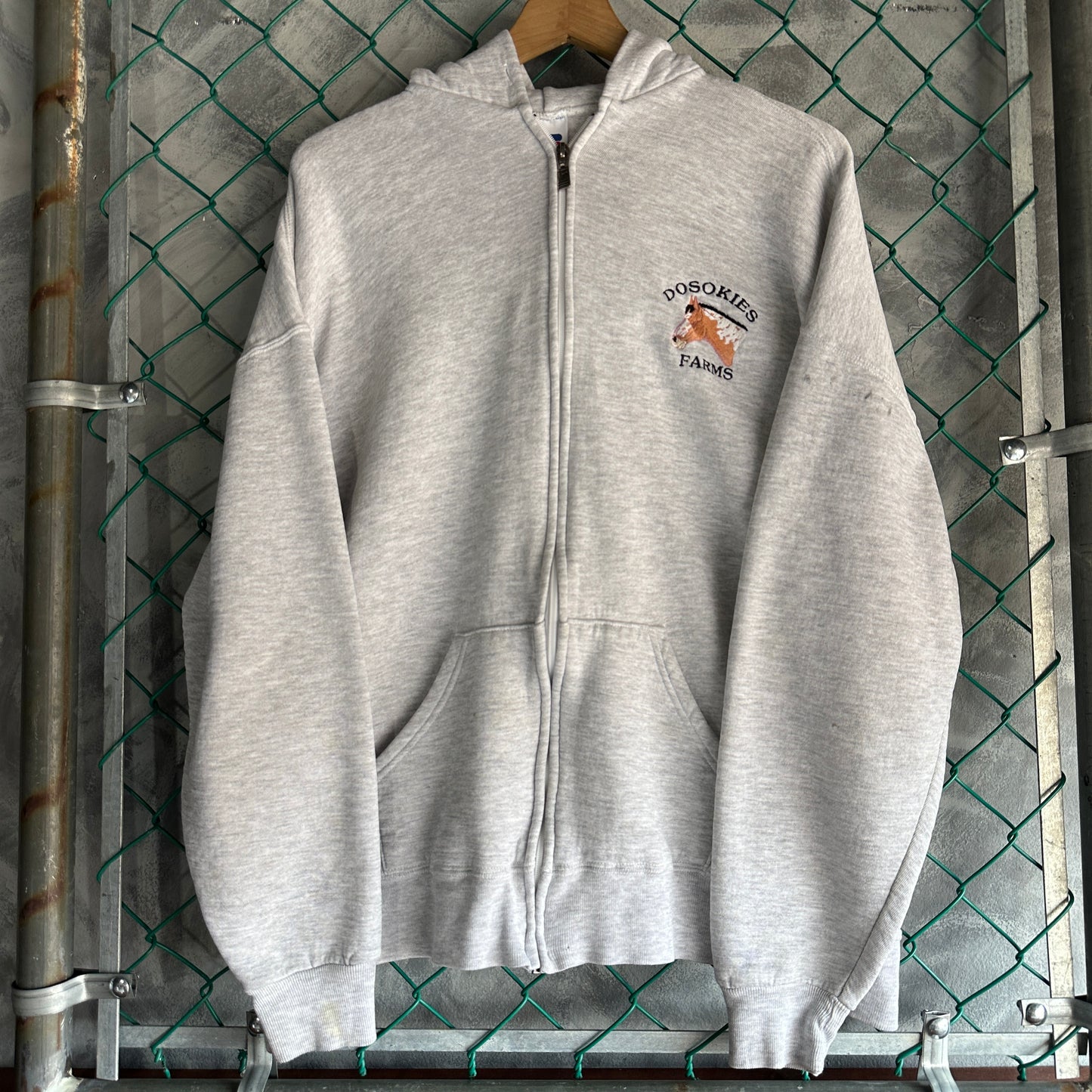 Suéter de zíper vintage RUSSELL De Hombre Talla 2XL queda a XL color Gris 90s Zip Up
