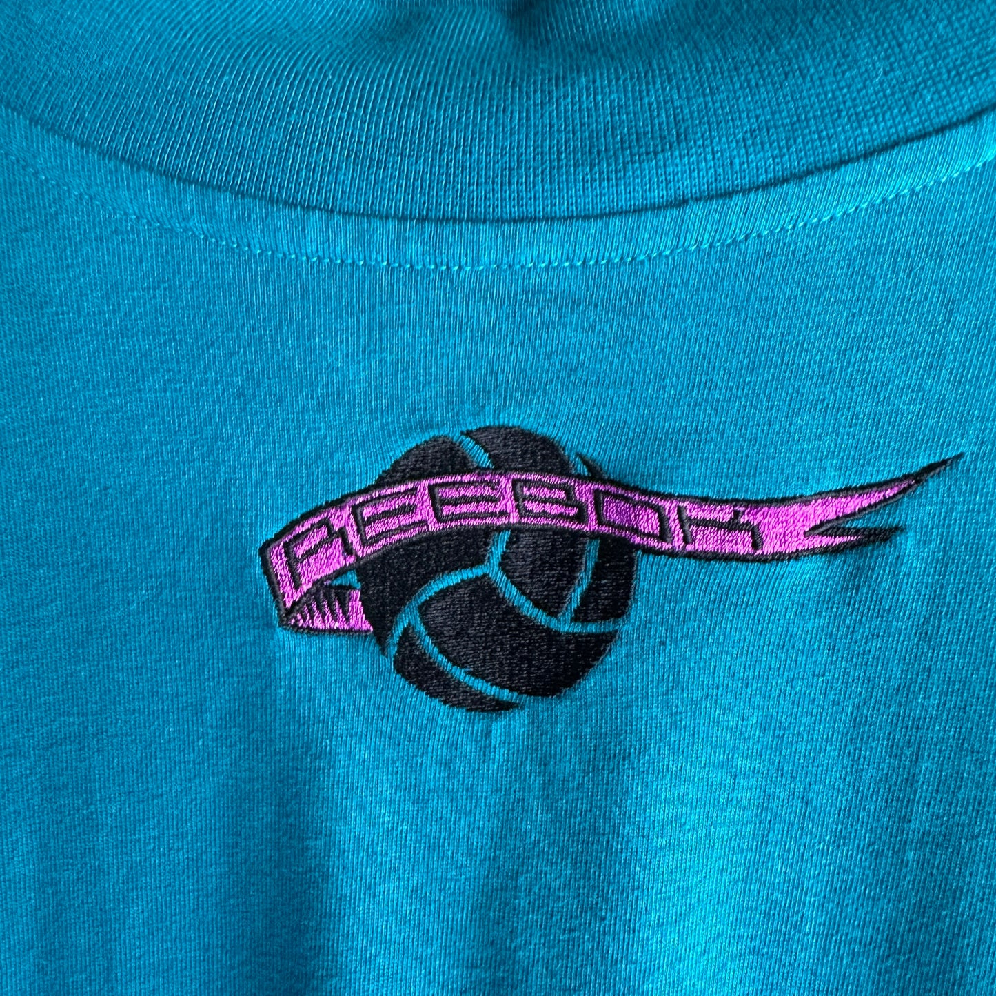 Camisa Vintage Reebok De Hombre Talla Xl Color Verde Azulado Cuello Alto Manga Larga Tela Pesada