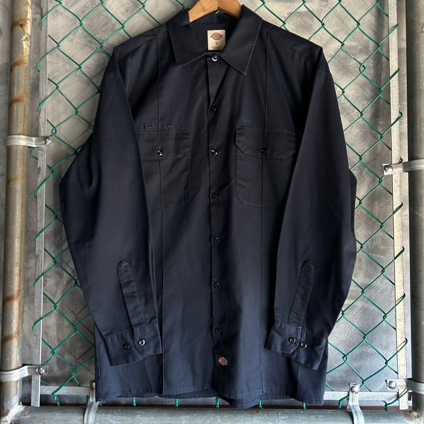 Camisa De Botones Dickies De Hombre Talla L Color Azul Marino Manga Larga Mecanico Workwear Lisa