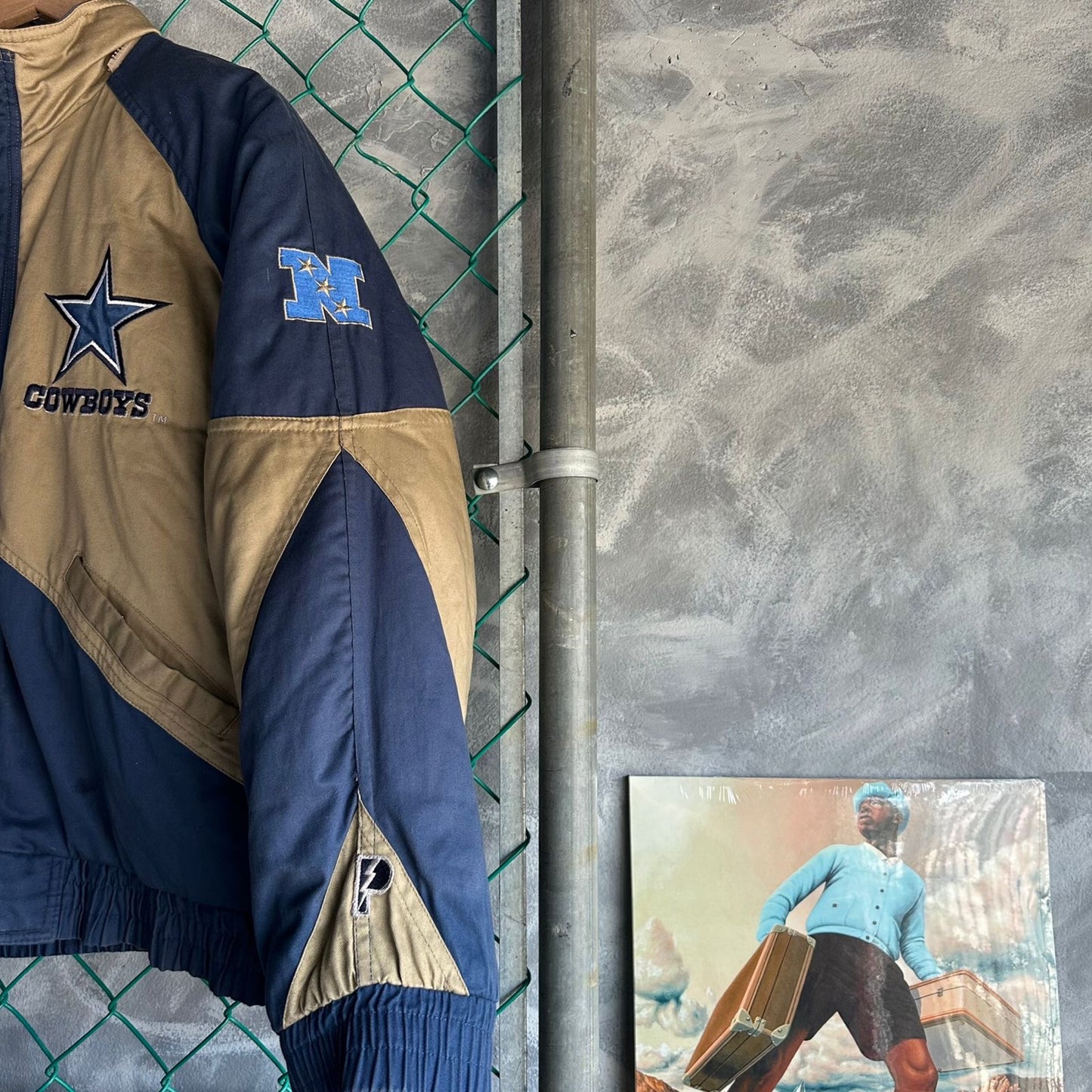Chamarra Vintage De Dallas Cowboys Pro Player De Hombre Talla L Color Azul y Cafe Big Logo 90s