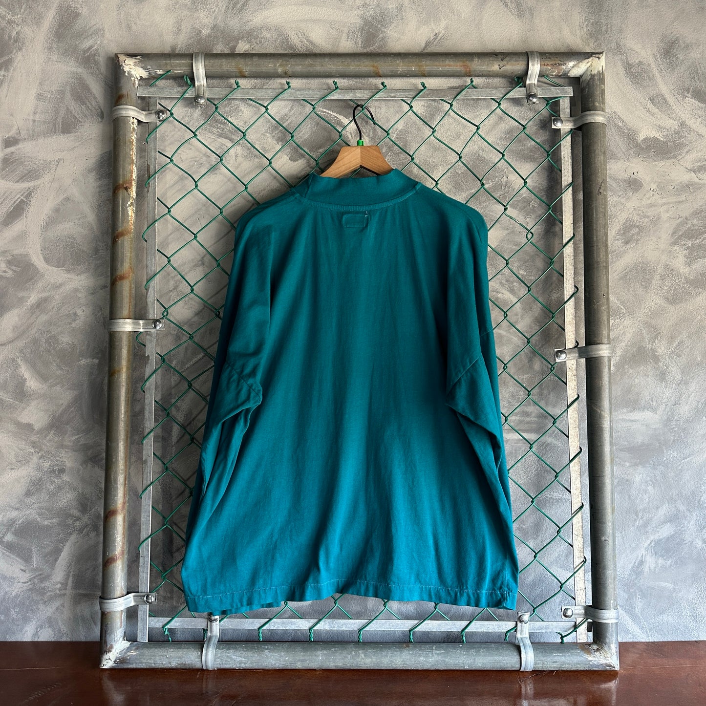 Camisa Vintage Reebok De Hombre Talla Xl Color Verde Azulado Cuello Alto Manga Larga Tela Pesada