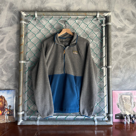 Sueter LL bean De Hombre Talla M Alto Color Gris Azul 1/4 Zip Alpinismo Senderismo