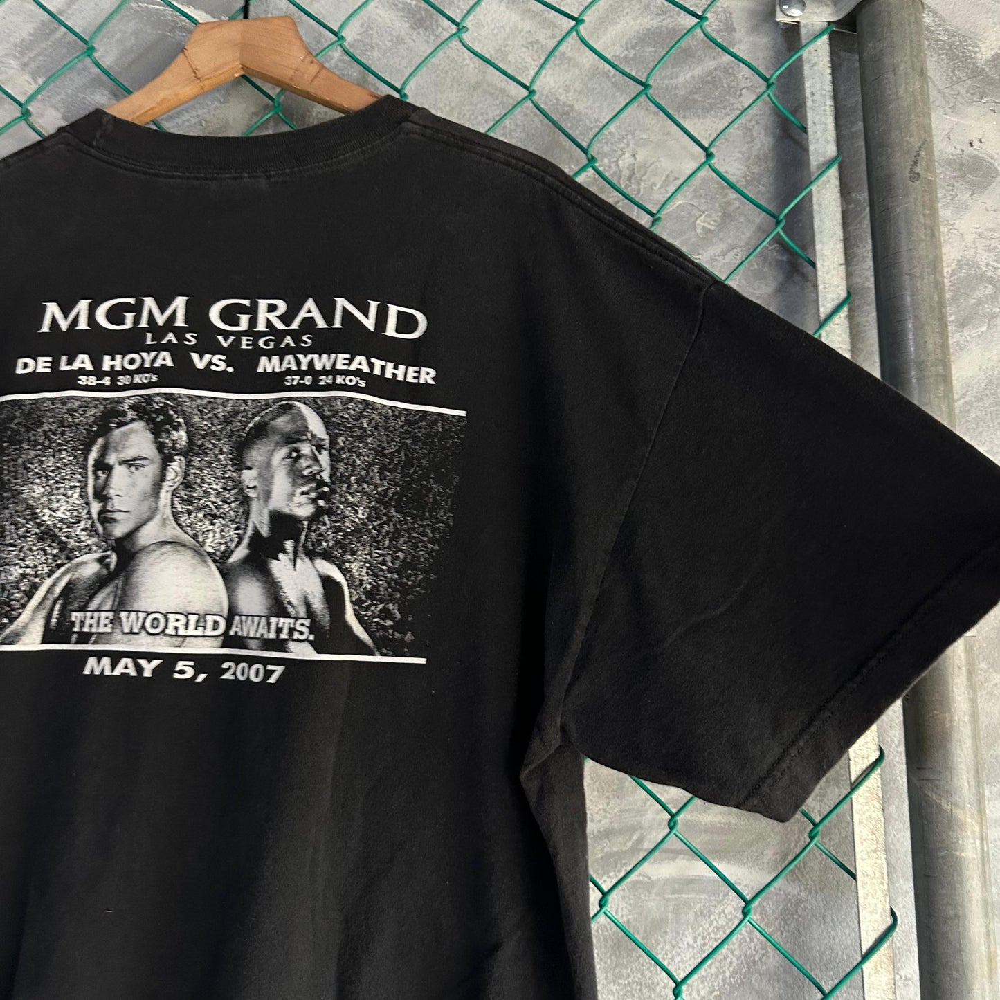 Camisa Vintage Mayweather vs De La Hoya De Hombre Talla 2XL Color Negro Boxeo