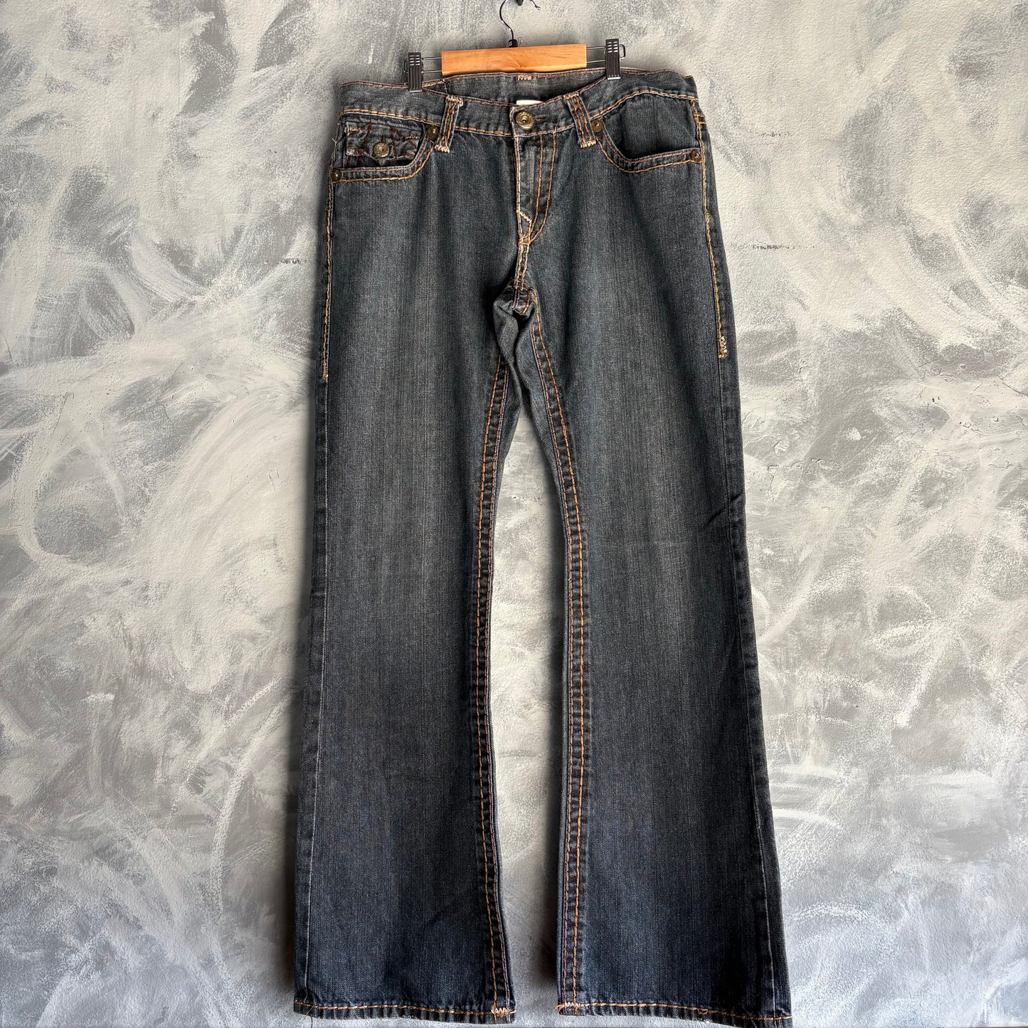 Pantalón True Religion Para Hombre Talla 34x33 Color Azul Oscuro Diseño en Bolsas Bordado