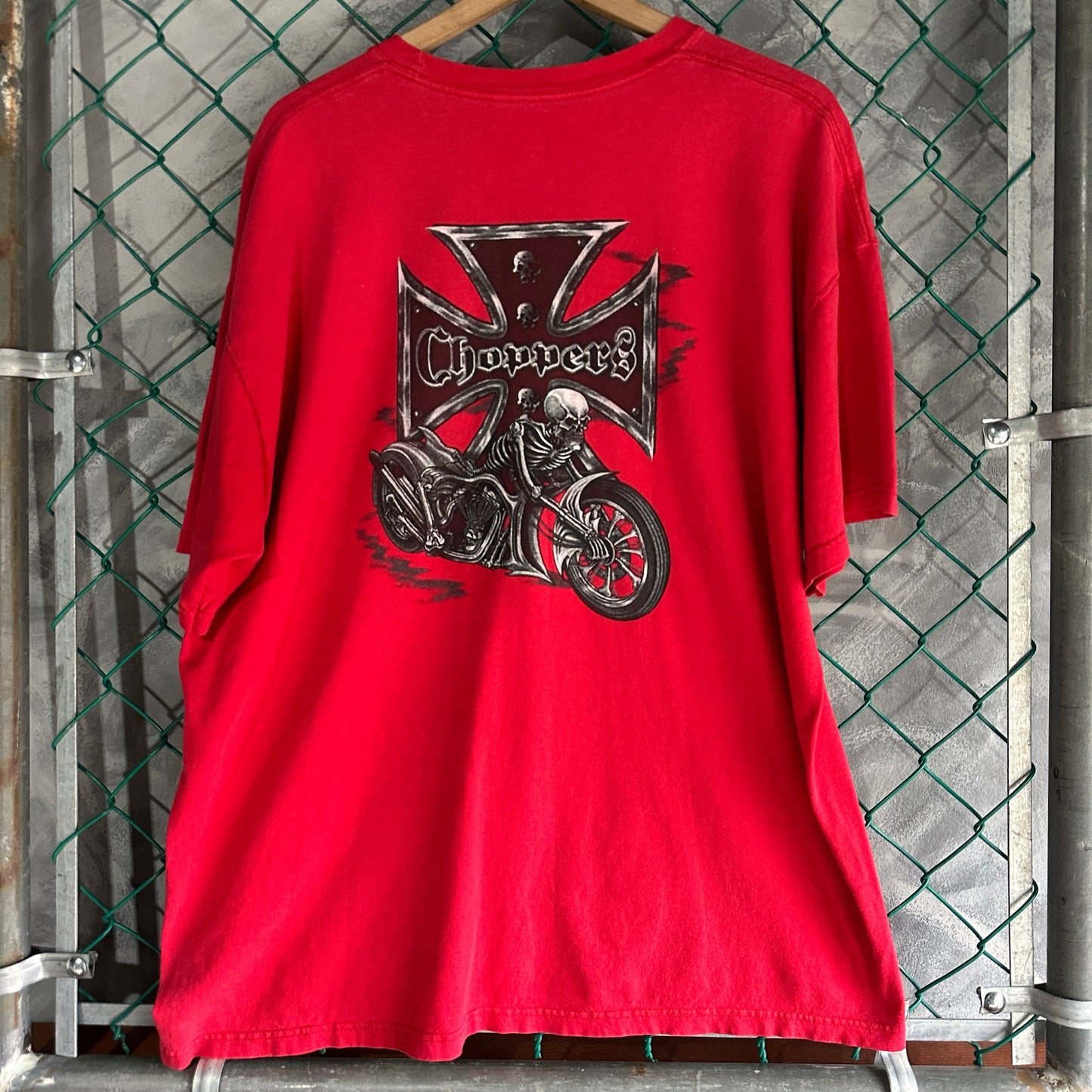 Camisa Vintage West Coast Choppers De Hombre Talla 2XL Color Rojo Corte Boxy Cruz Biker