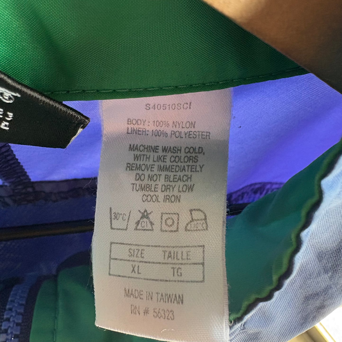 Chamarra Rompe Vientos Nike Vintage Para Hombre Talla XL Color Azul Marino con Verde