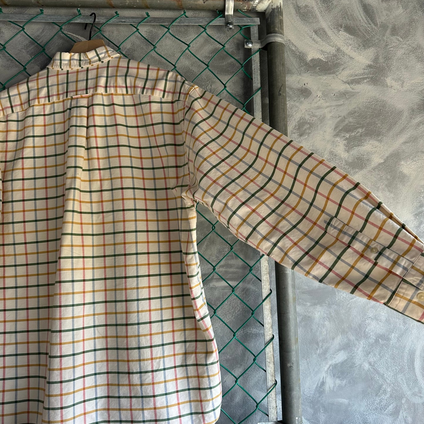 Camisa De Botones Faconnable De Hombre Talla L Color Crema De Cuadros De Vestir