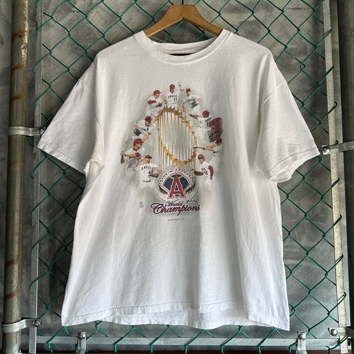 Camisa Vintage Angels Anaheim De Hombre Talla XL Color Blanco Champions 2002