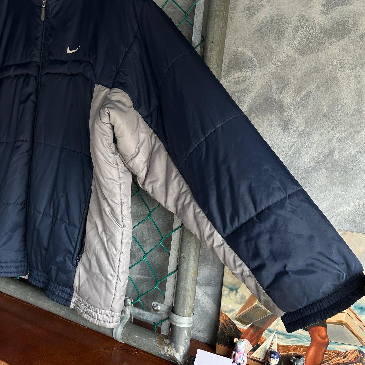 Chamarra Nike De Hombre Talla Xl Color Azul Y Gris Doble Vista Puffer Gruesa Minimalista