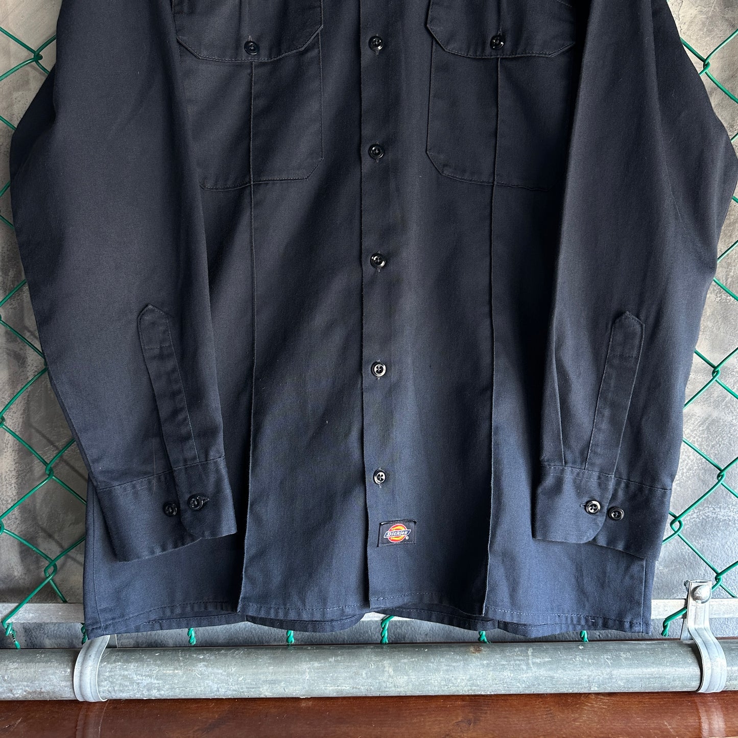 Camisa De Botones Dickies De Hombre Talla L Color Azul Marino Manga Larga Mecanico Workwear Lisa