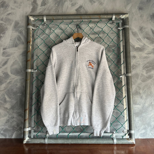 Suéter de zíper vintage RUSSELL De Hombre Talla 2XL queda a XL color Gris 90s Zip Up
