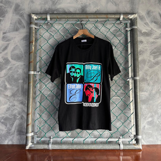 Camisa Vintage de Billy Joel Y Elton John De Hombre Talla M Color Negro Tel Gruesa De Tour Merch