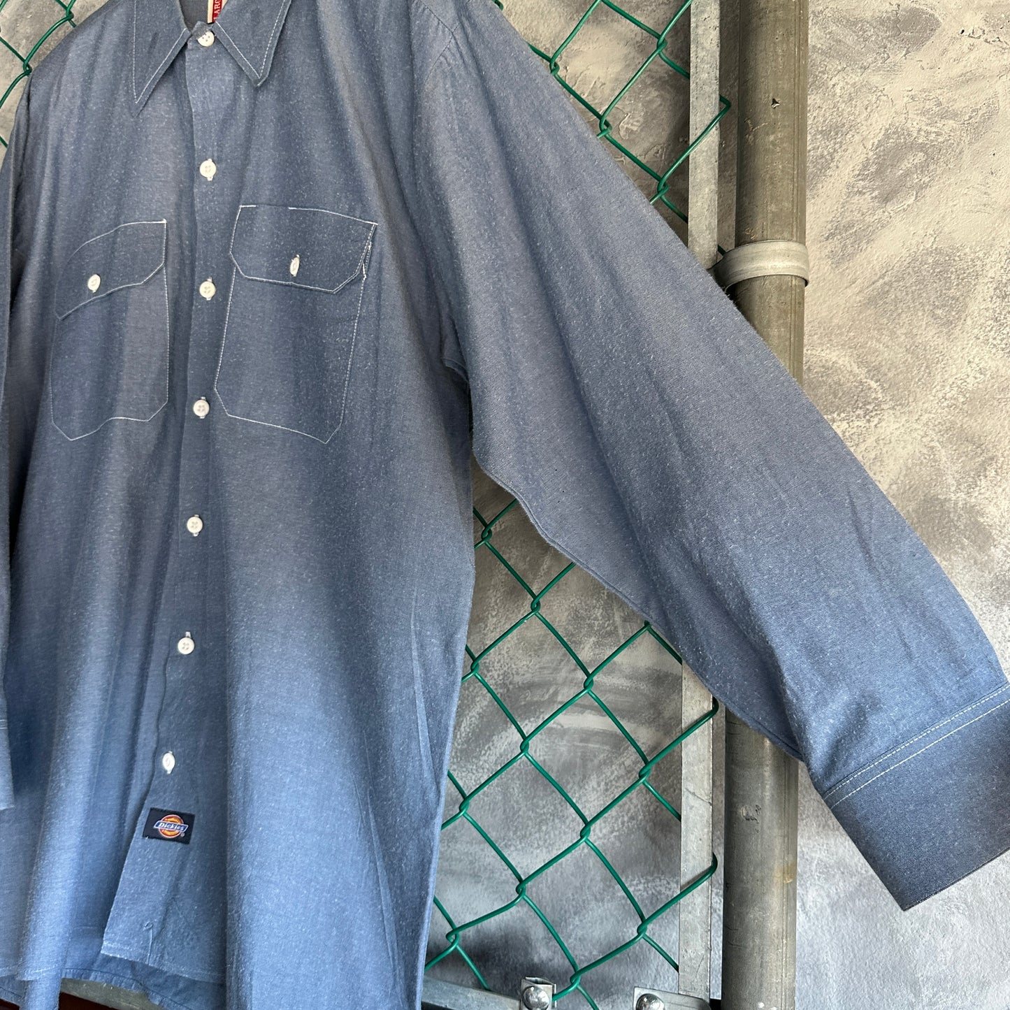 Camisa De Botones Dickies De Hombre Talla L Color Azul Mezclilla Manga Larga Mecanico Workwear Lisa
