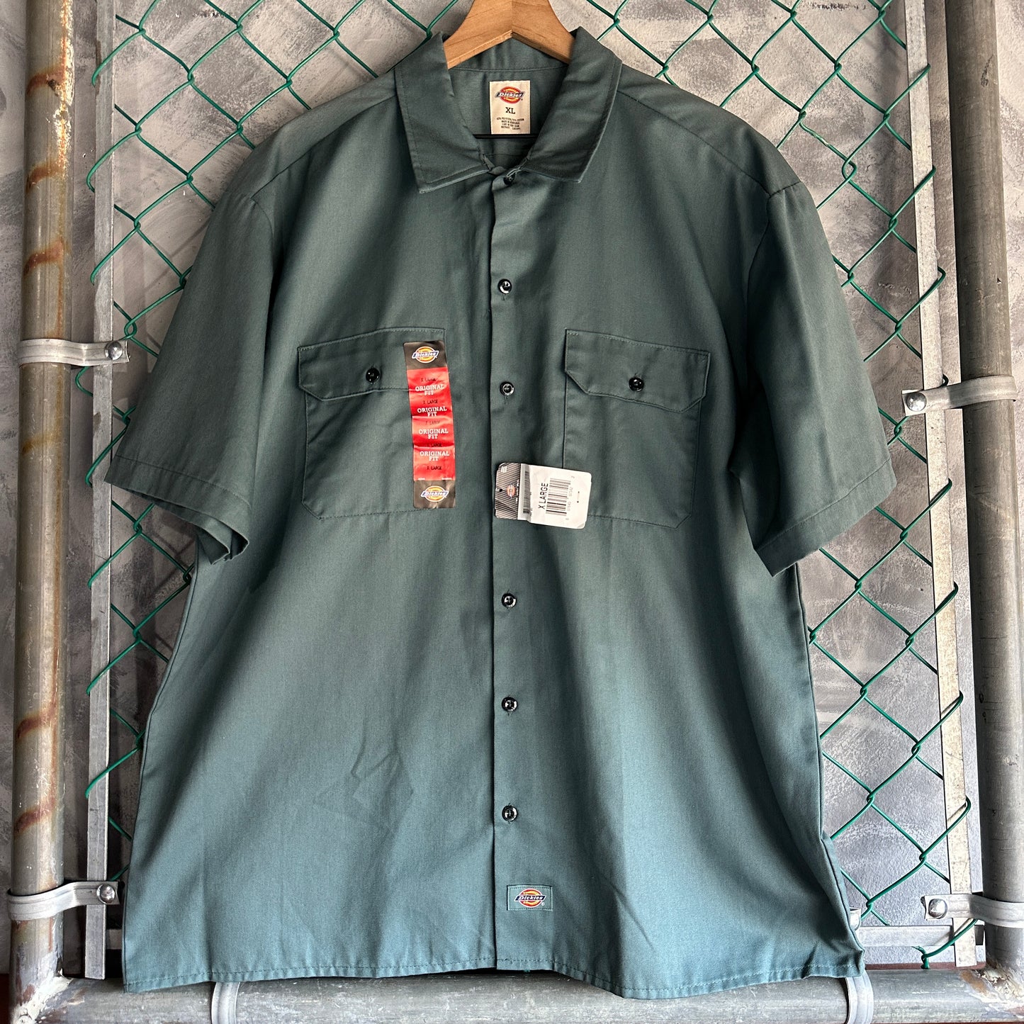 Camisa De Botones Dickies De Hombre Talla XL Color Verde Nueva Manga Corta Mecanico Workwear Lisa