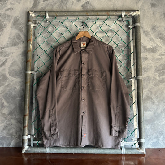 Camisa De Botones Dickies De Hombre Talla XL Color Gris Manga Larga Mecanico Workwear Lisa