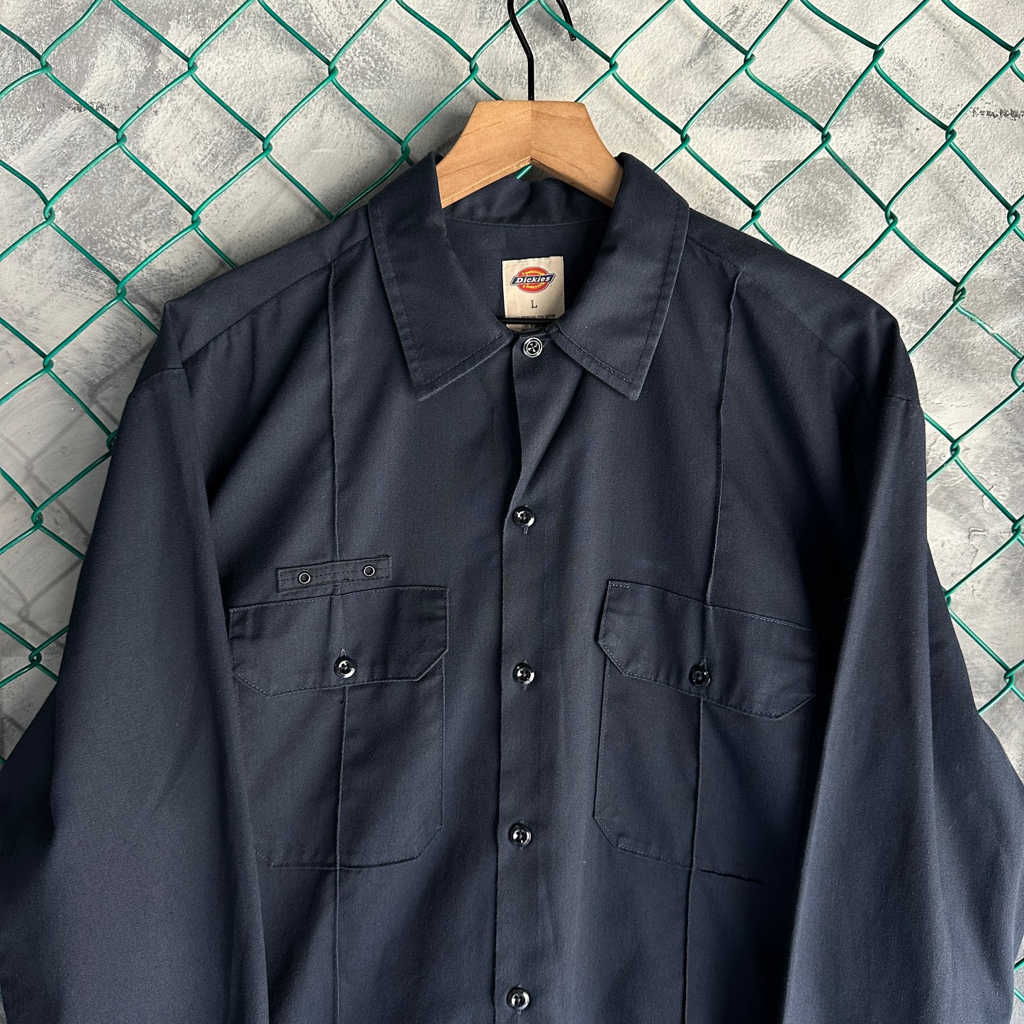 Camisa De Botones Dickies De Hombre Talla L Color Azul Marino Manga Larga Mecanico Workwear Lisa