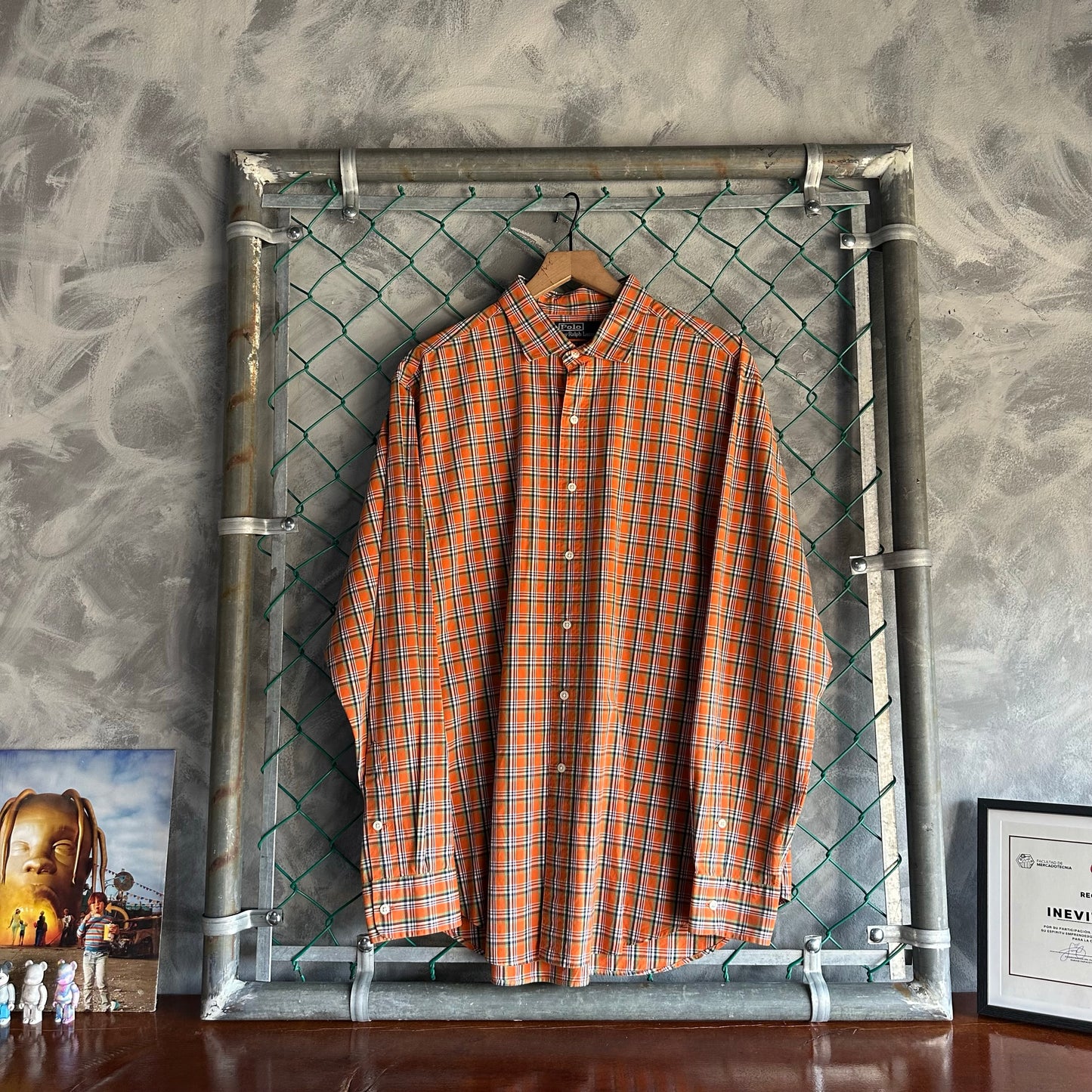 Camisa De Botones Polo Ralph Lauren De Hombre Talla Xl Color Naranja De Cuadros Prenda De Vestir