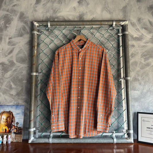 Camisa De Botones Polo Ralph Lauren De Hombre Talla Xl Color Naranja De Cuadros Prenda De Vestir