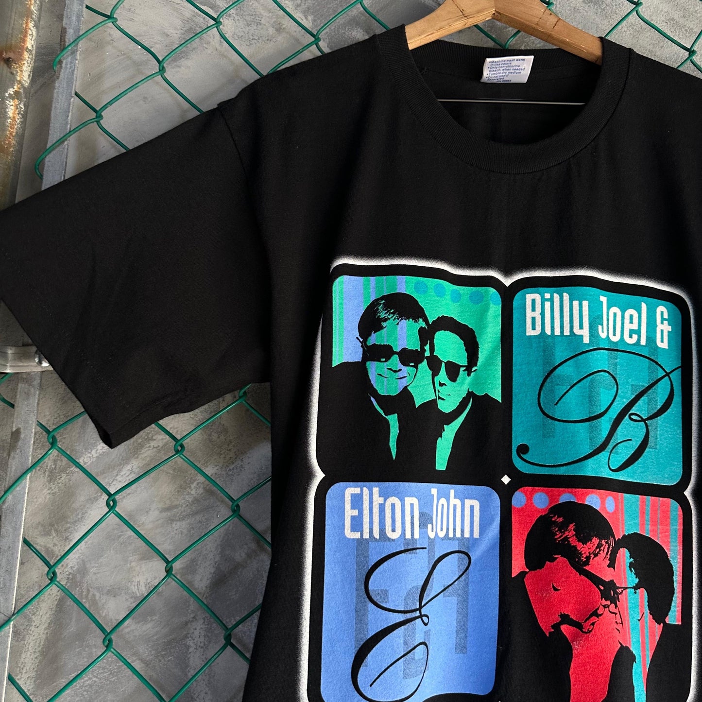 Camisa Vintage de Billy Joel Y Elton John De Hombre Talla M Color Negro Tel Gruesa De Tour Merch