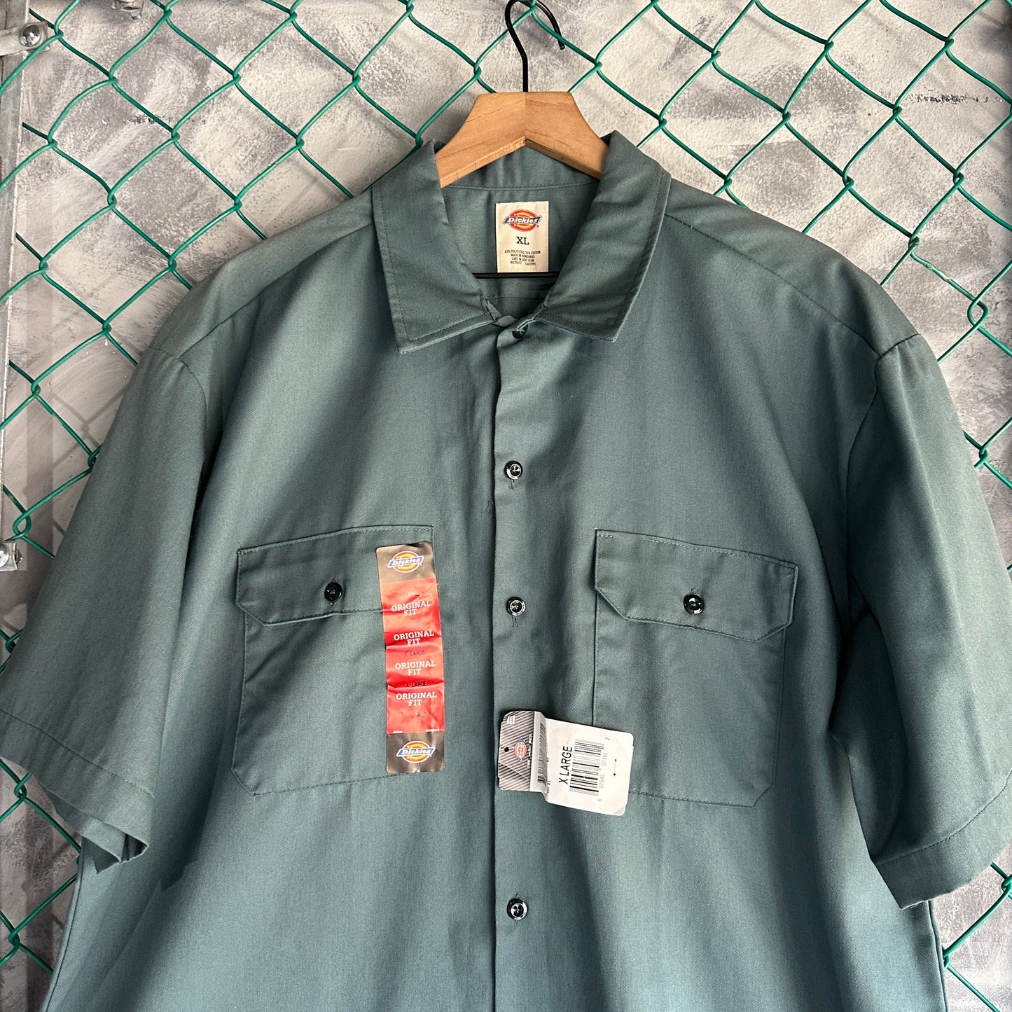 Camisa De Botones Dickies De Hombre Talla XL Color Verde Nueva Manga Corta Mecanico Workwear Lisa