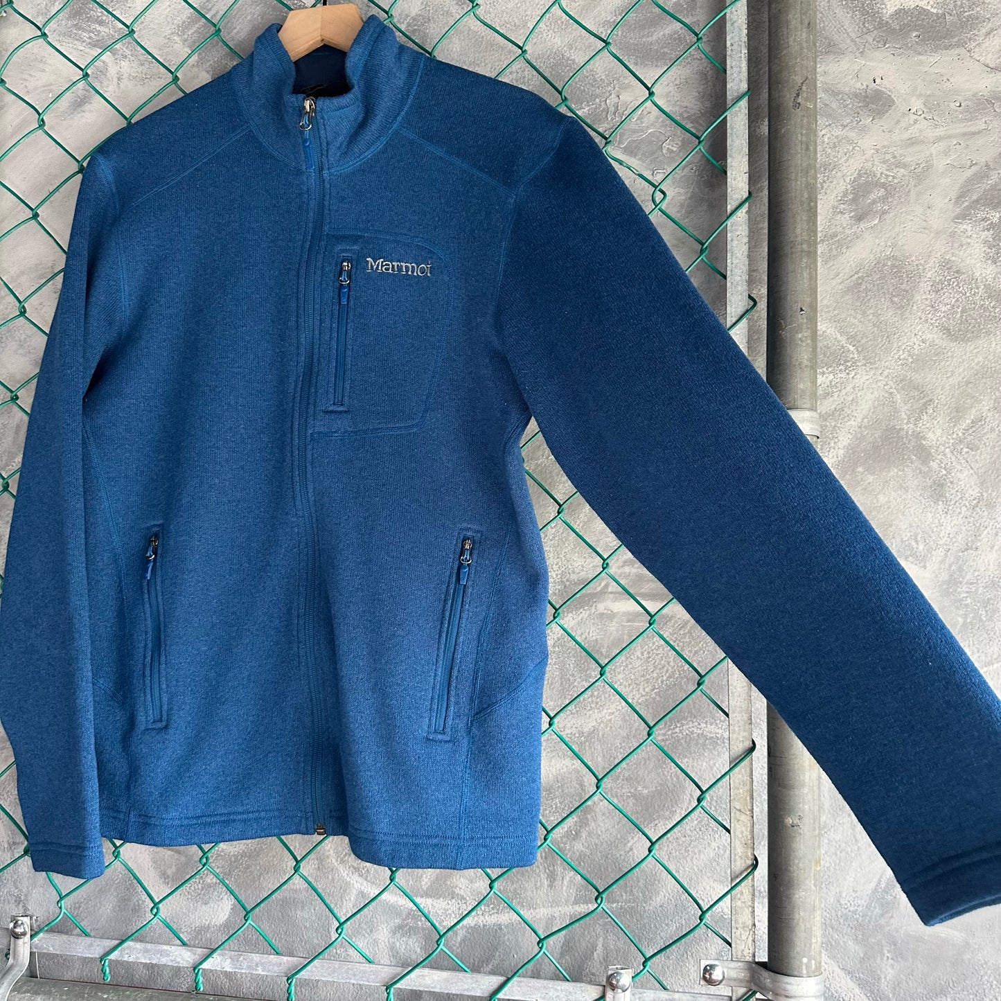 Sueter Marmot De Hombre Talla M Color Azul Polar Con Ziper Alpinismo Senderismo