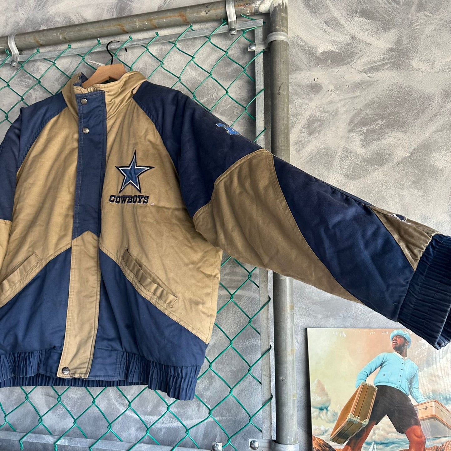 Chamarra Vintage De Dallas Cowboys Pro Player De Hombre Talla L Color Azul y Cafe Big Logo 90s