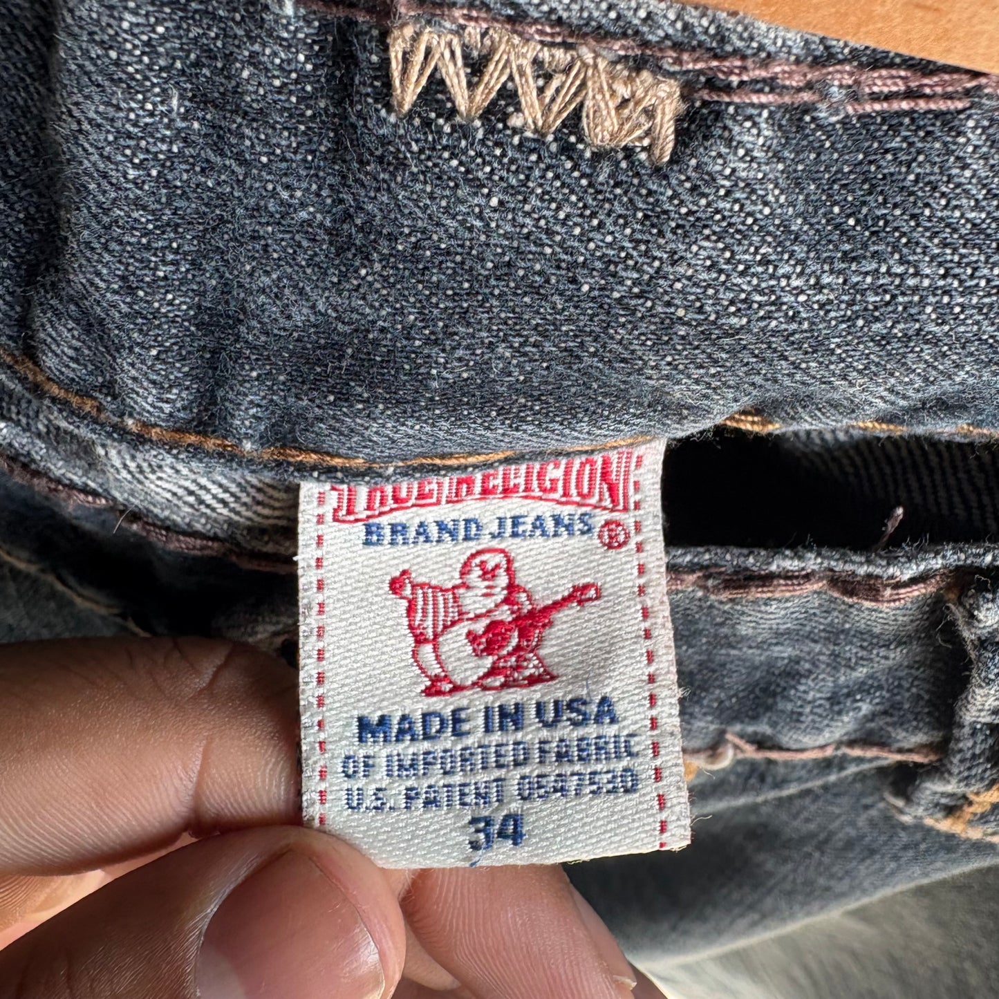 Pantalón True Religion Para Hombre Talla 34x33 Color Azul Oscuro Diseño en Bolsas Bordado
