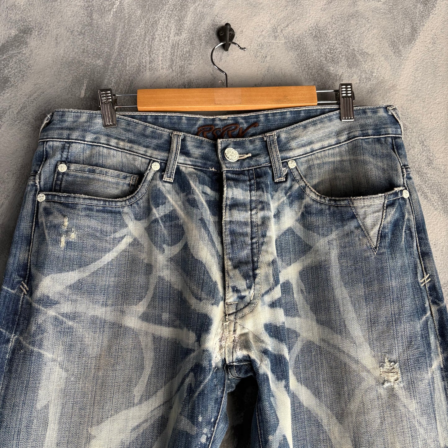 Pantalón RSRV Para Hombre Talla 34x34 De Mezclilla Color Azul Diseño de Telaraña