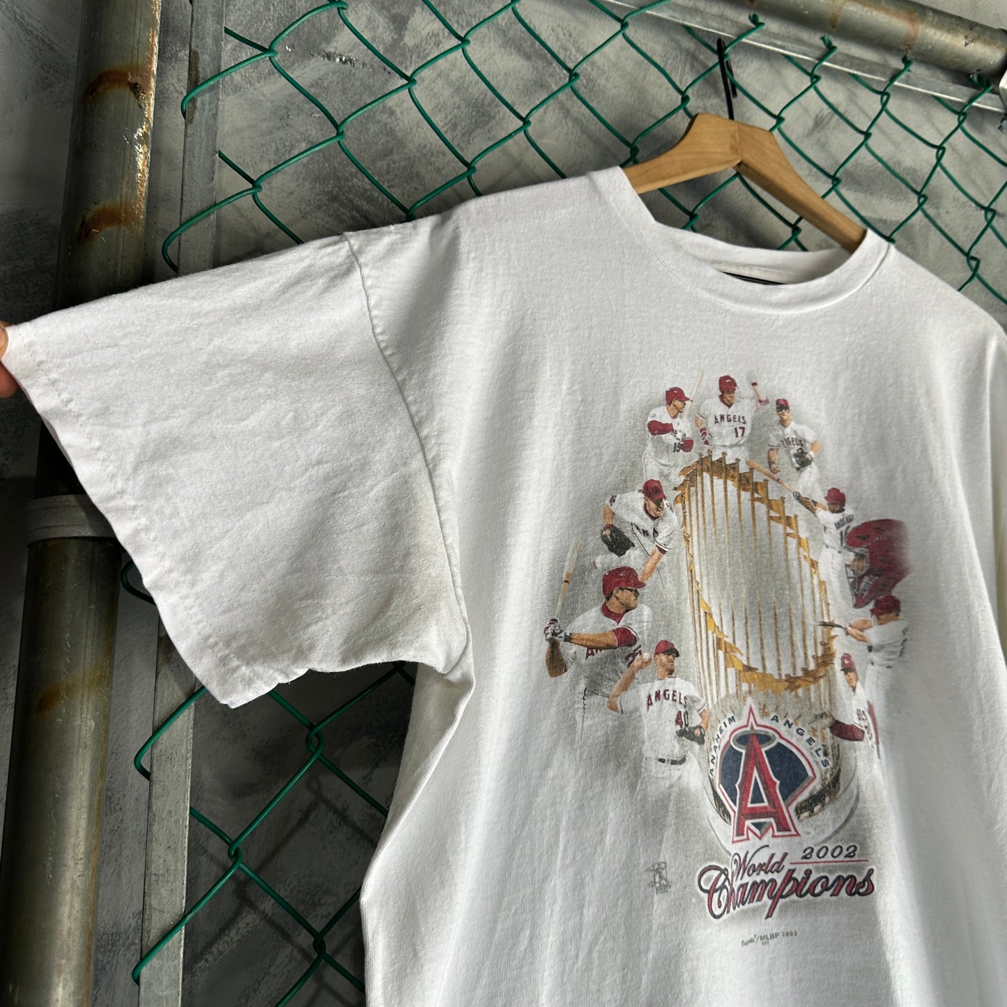 Camisa Vintage Angels Anaheim De Hombre Talla XL Color Blanco Champions 2002