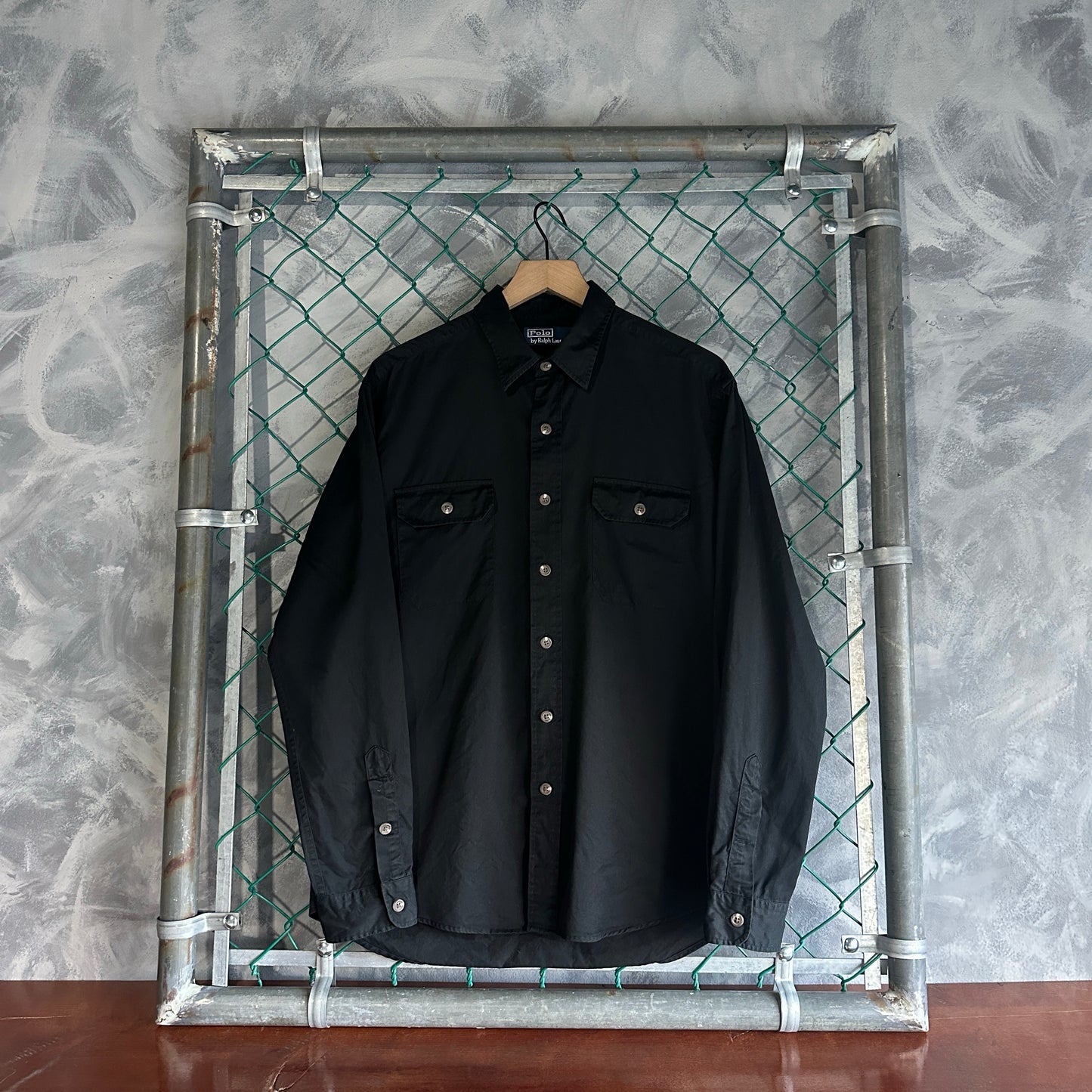 Camisa de Botones Polo Ralph Lauren De Hombre Talla L Color Negro Con Doble Bolsillo Prepy