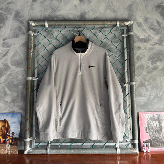 Suéter Vintage Nike De Hombre Talla XL Color Gris 1/4 Ziper 90s Deporitvo Gimnasio