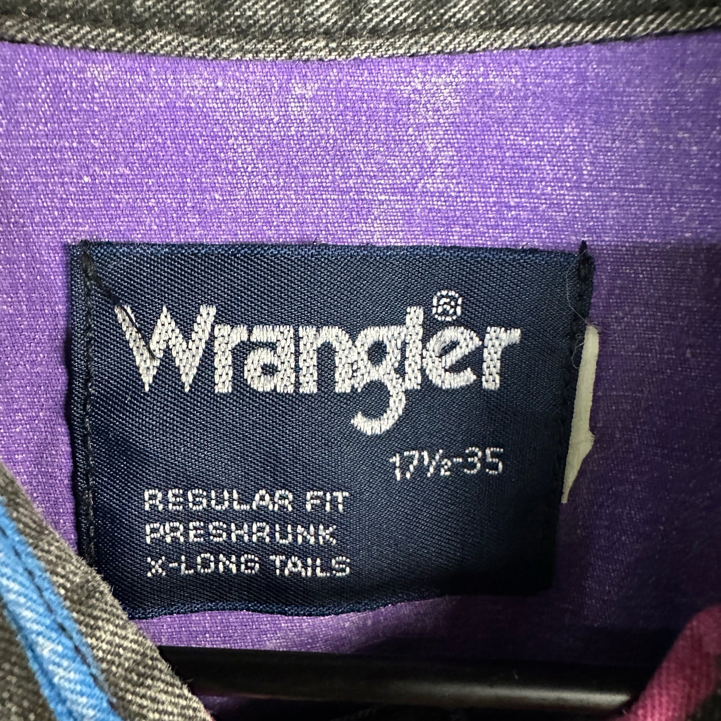 Camisa Vintage Wrangler De Hombre Talla XL Color Azul Y Rosa Estilo Vaquero Tela Gruesa